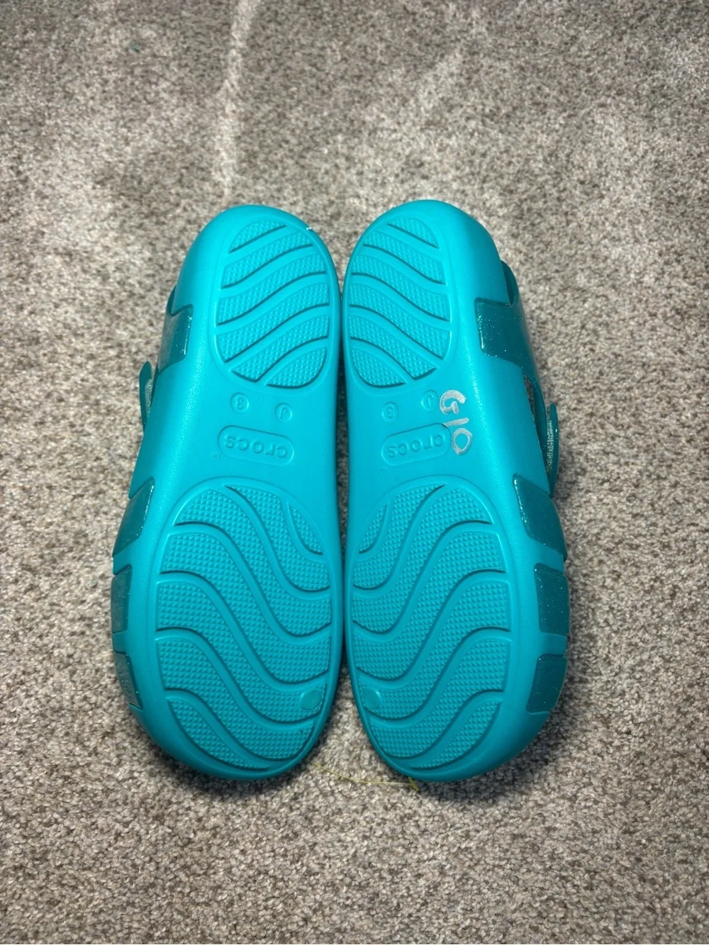 NEW Crocs Disney The Little Mermaid Ariel Isabella Glitter Jelly Sandals Teal J3